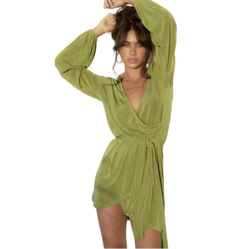 Princess Polly Dress- Party Time Mini Green Dress Low Impact